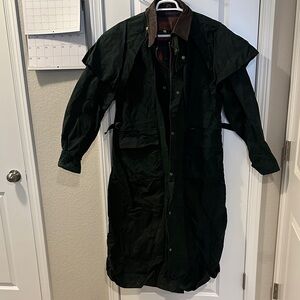 Men's Koolah XL Long Waxed Cotton Duster - Dark Green